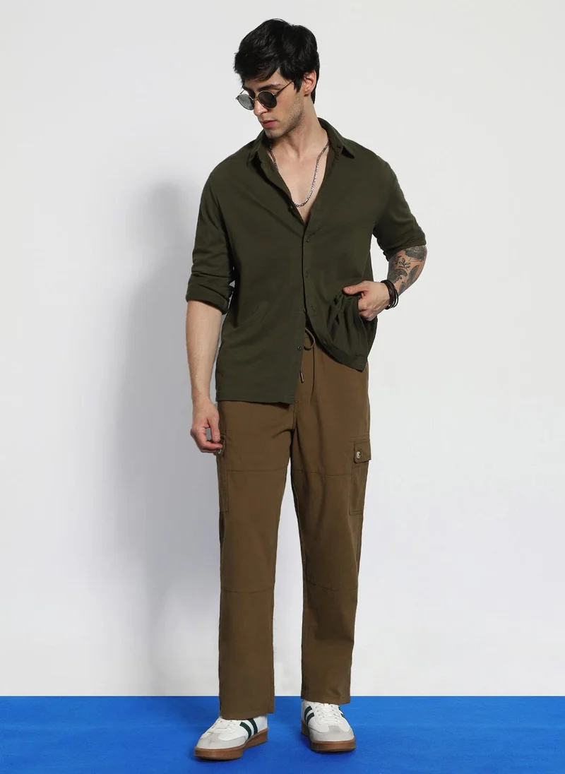 Urbano Fashion  Urbano Fashion Men's Brown Loose Baggy Fit Cargo Jogger Chino Pant with 6 Pockets Stretchable for Men | Best Price UAE